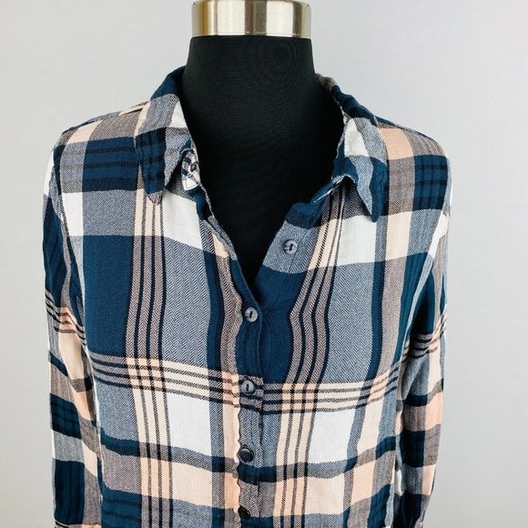 Olive & Oak Womens Medium M Rayon Flannel Button Down Long Sleeves Shirt - Picture 2 of 5